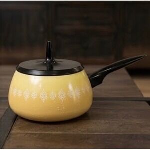 Mid Century Modern Harvest Gold Sauce /Fondue Pot Pan Retro 70's MCM Cottagecore